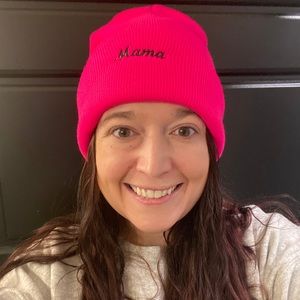 Mama hot pink embroidered beanie